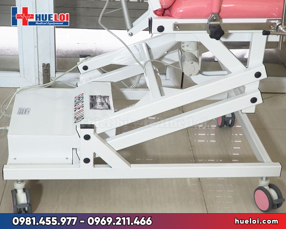 Bàn khám sản điều khiển bằng điện giá rẻ PJ-FJ2 – gọn 1450mm, hạ thấp tới 580mm
